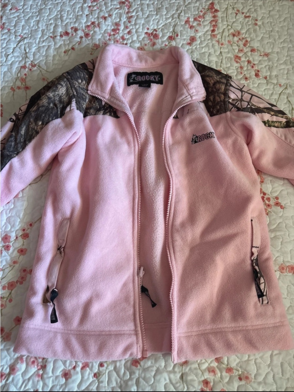 Rocky Pink Fleece Jacket with Camo Shoulder Accents